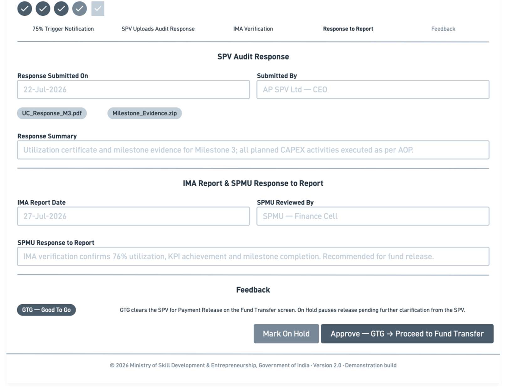 Fund flow process design and mockups